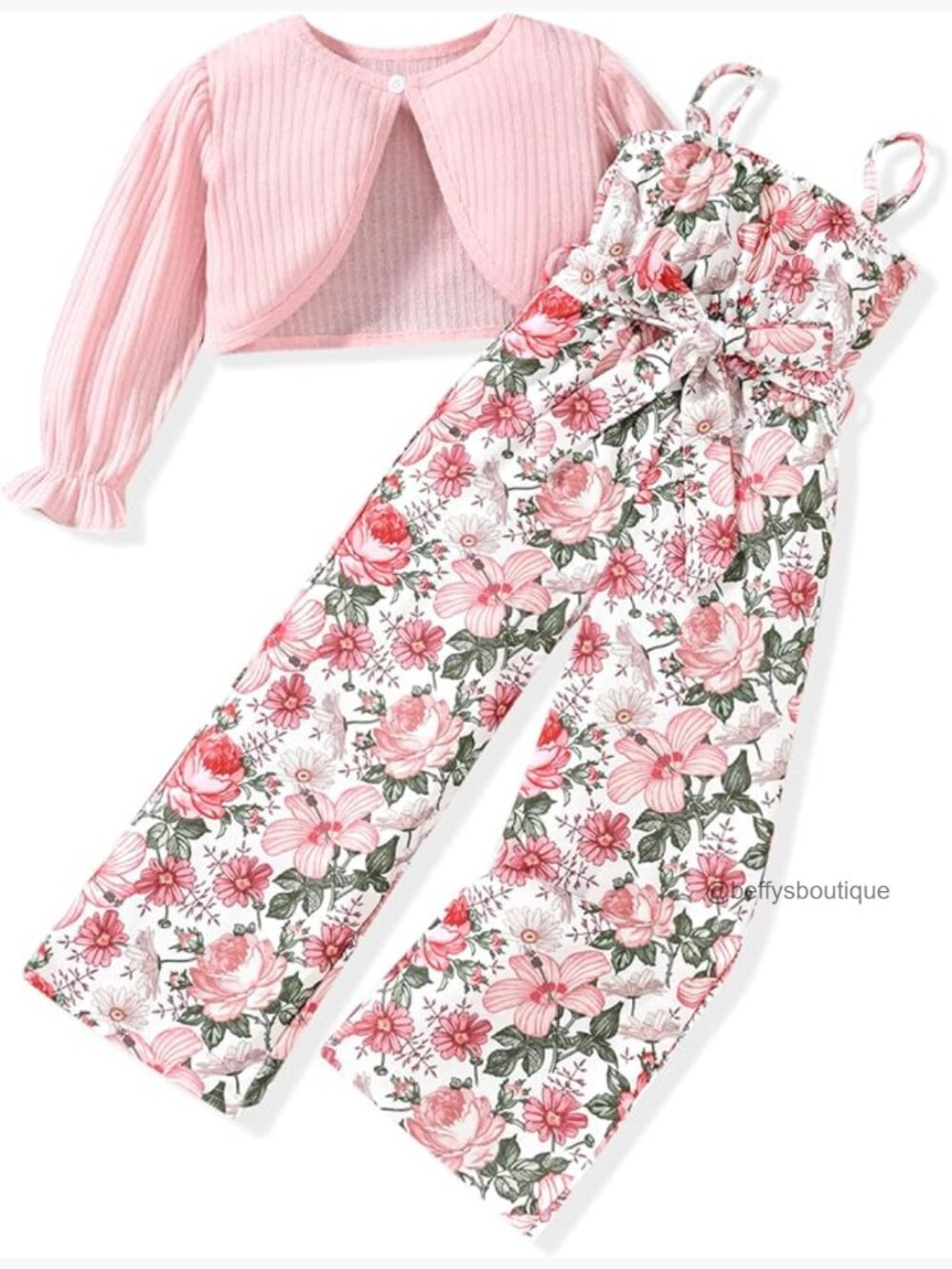 Toddler Girl Jumpsuit & Cardigan Set, Long Sleeve Knit, Sleeveless Romper